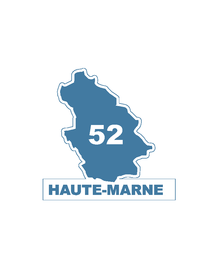 Une carte du département 52 Haute-Marne.