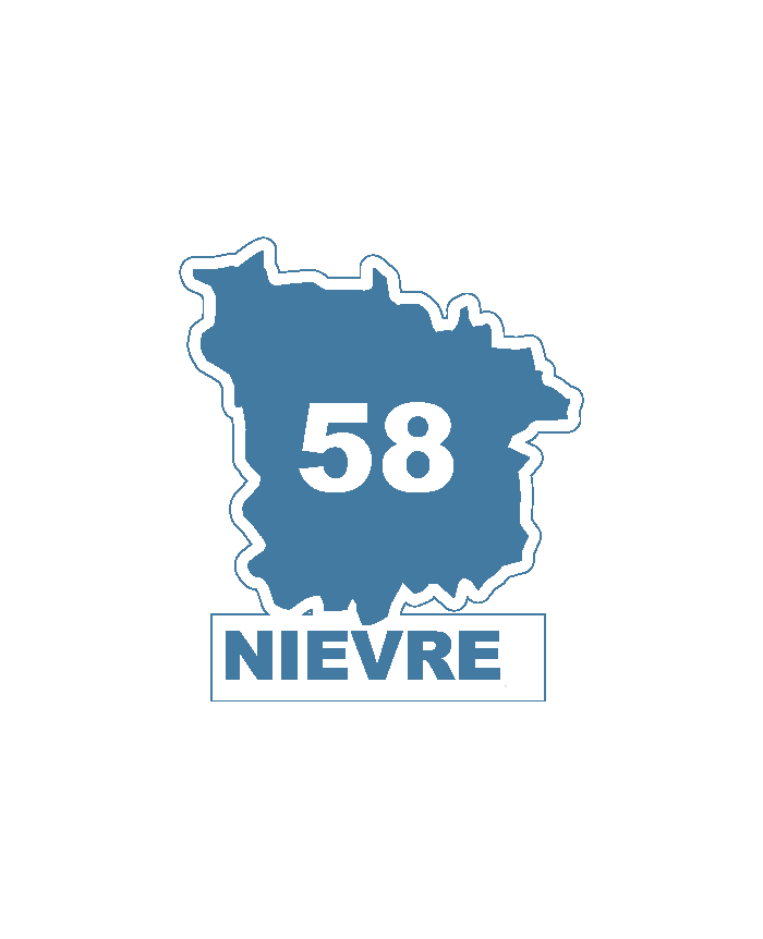 Une carte du département 58 où se situe la commune de Nevers (58000).